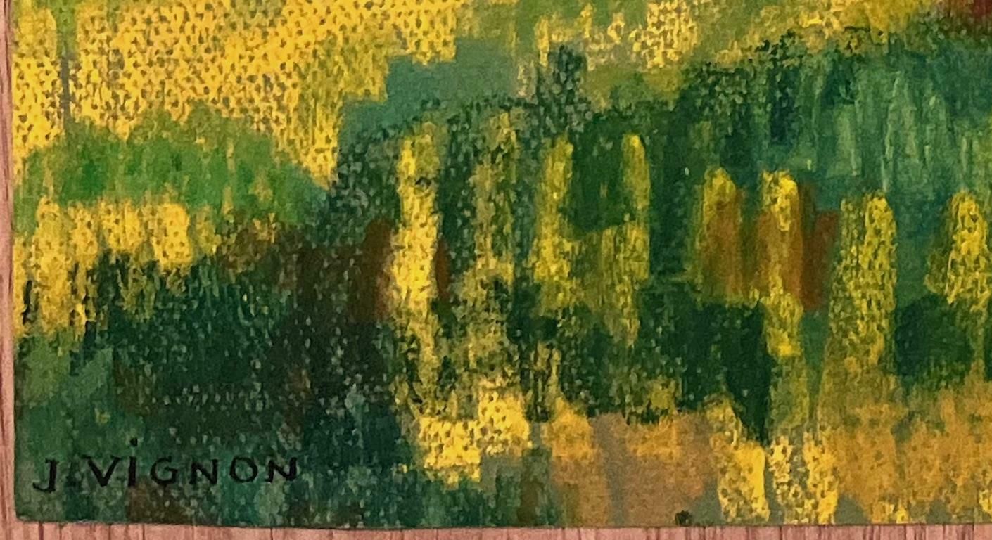 Josine Vignonmid Century French Original Pastel Painting Of Vibrant Sun Drenched Orchard1950's photo buy