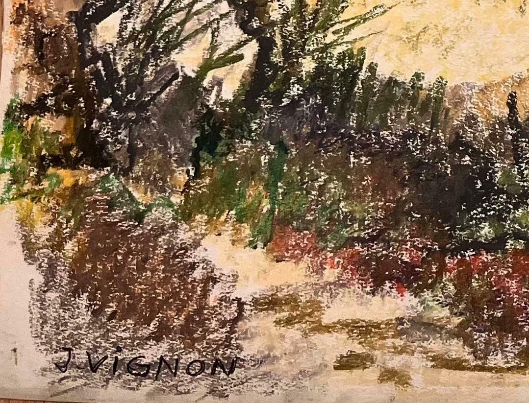 Josine Vignonmid Century French Original Pastel Drawing Of Mountainous Landscape Scene1950's photo buy