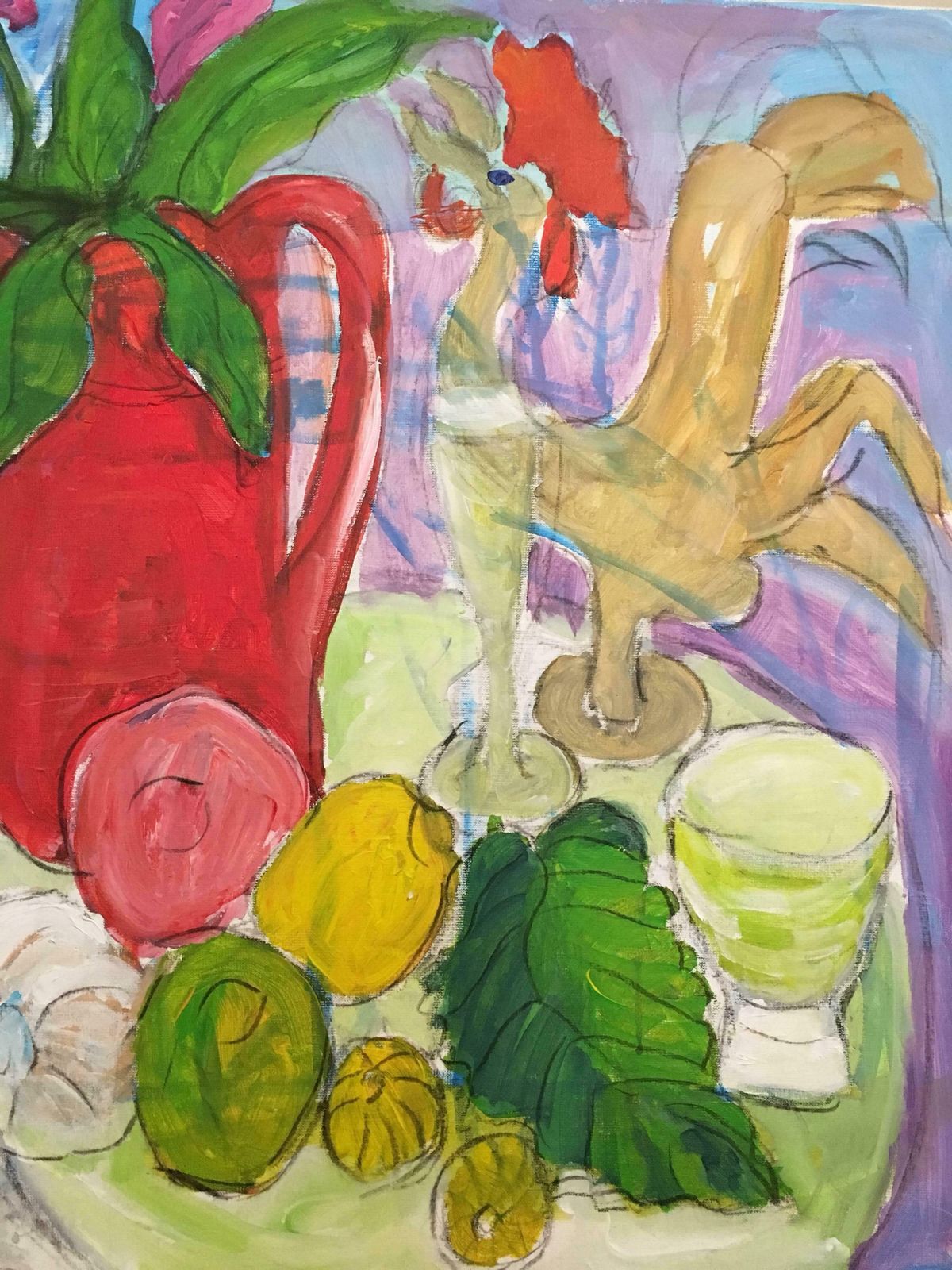 Pamela Cawleytulips In A Red Vase, Still Life, British Artistc.2000 photo 504.0
