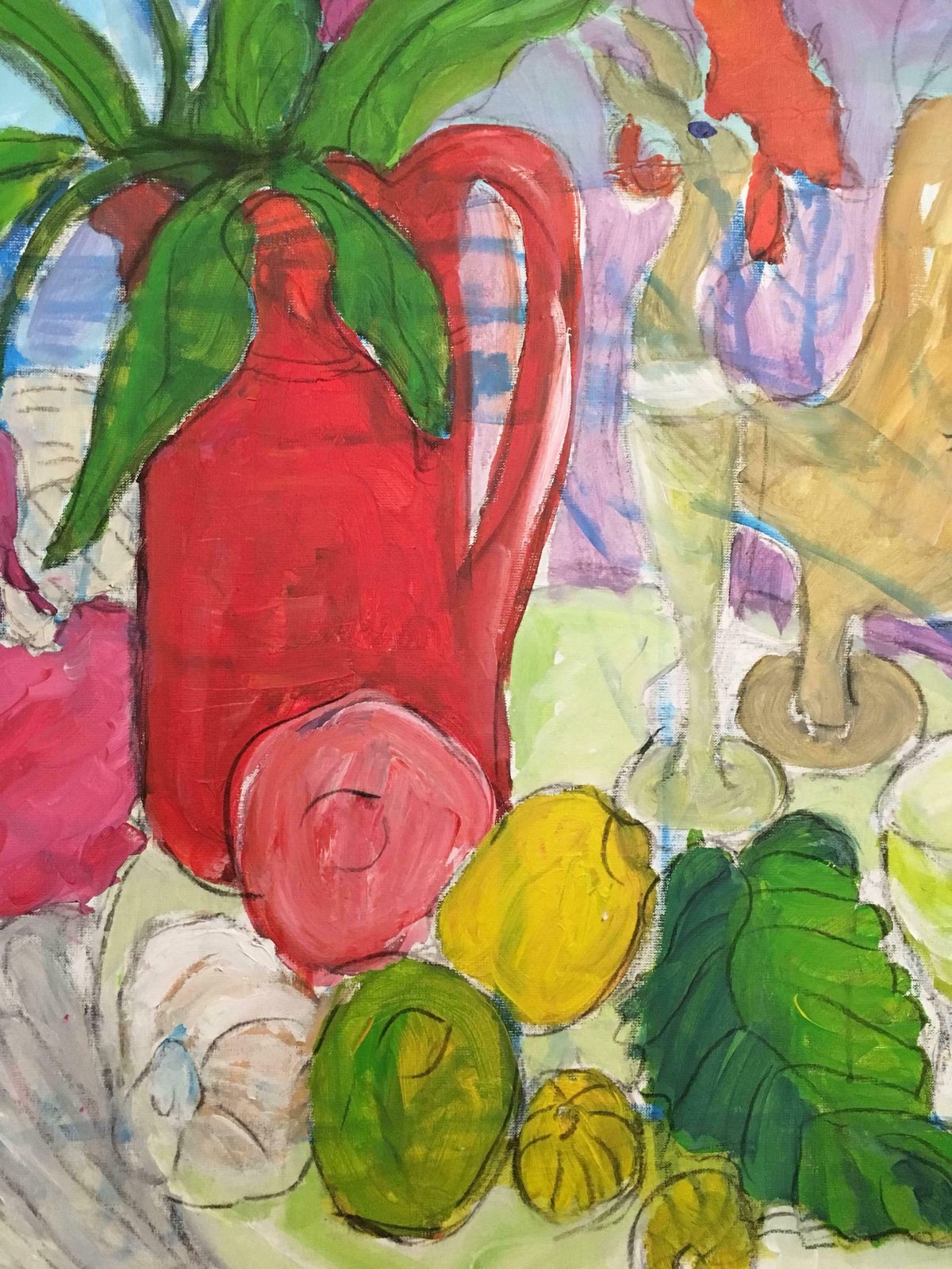 Pamela Cawleytulips In A Red Vase, Still Life, British Artistc.2000 photo vinterior