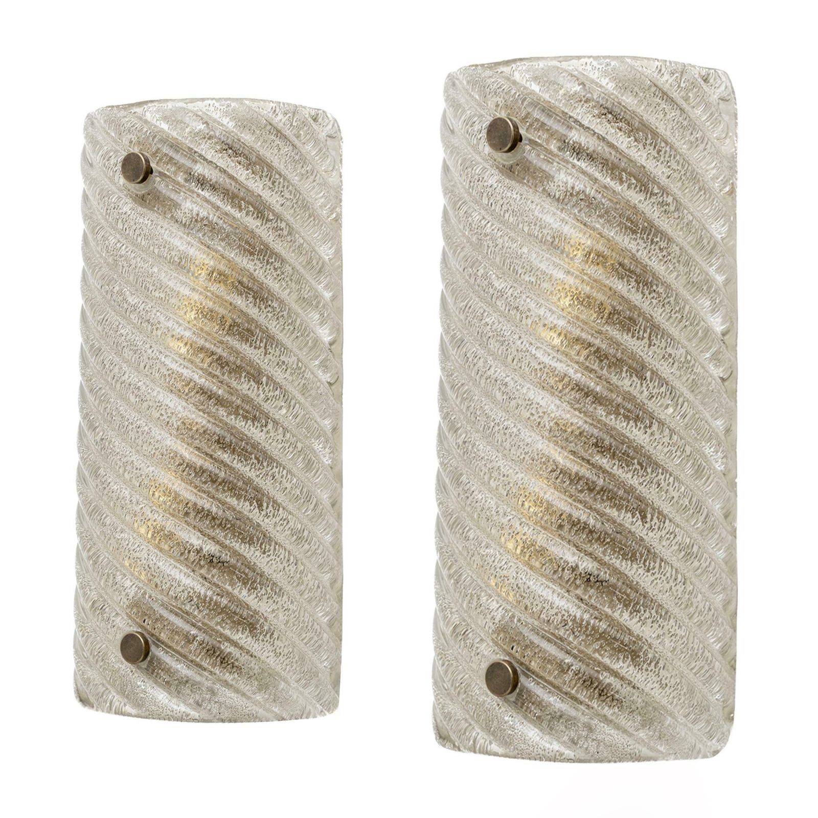 Pair Of Barovier & Toso Style Modern Murano Glass Smoked Twisted Sconces /Cm H30 photo furniture