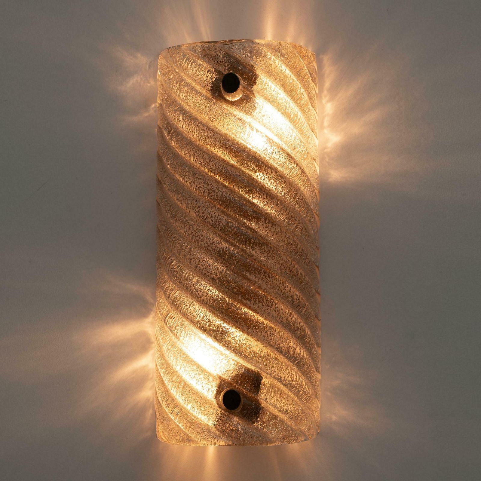 Pair Of Barovier & Toso Style Modern Murano Glass Smoked Twisted Sconces /Cm H30 photo vinterior