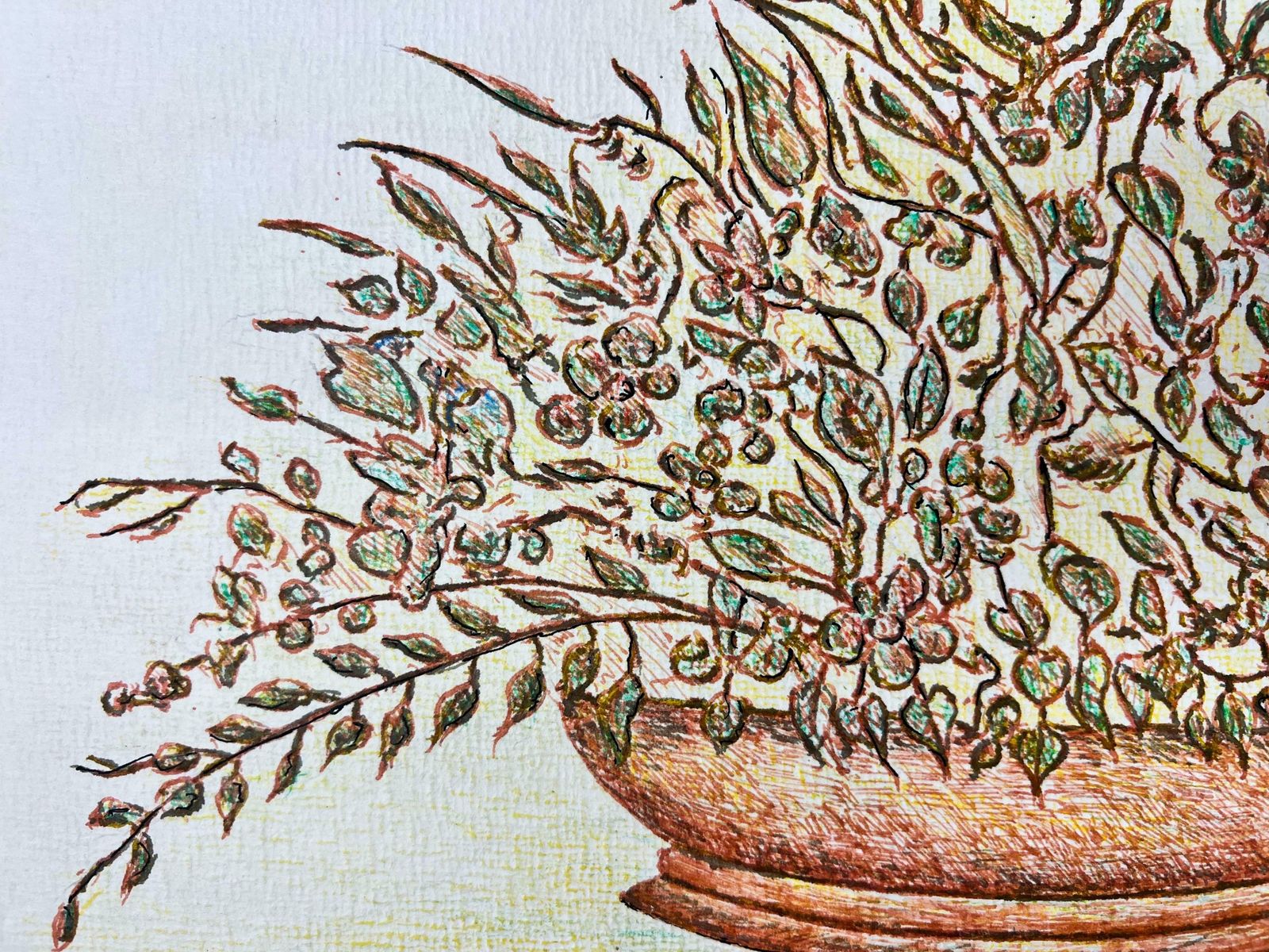 Bernard Labbe1950's Modernist/ Cubist Painting   Wild Plants In Plant Bowl1950's photo 407.0