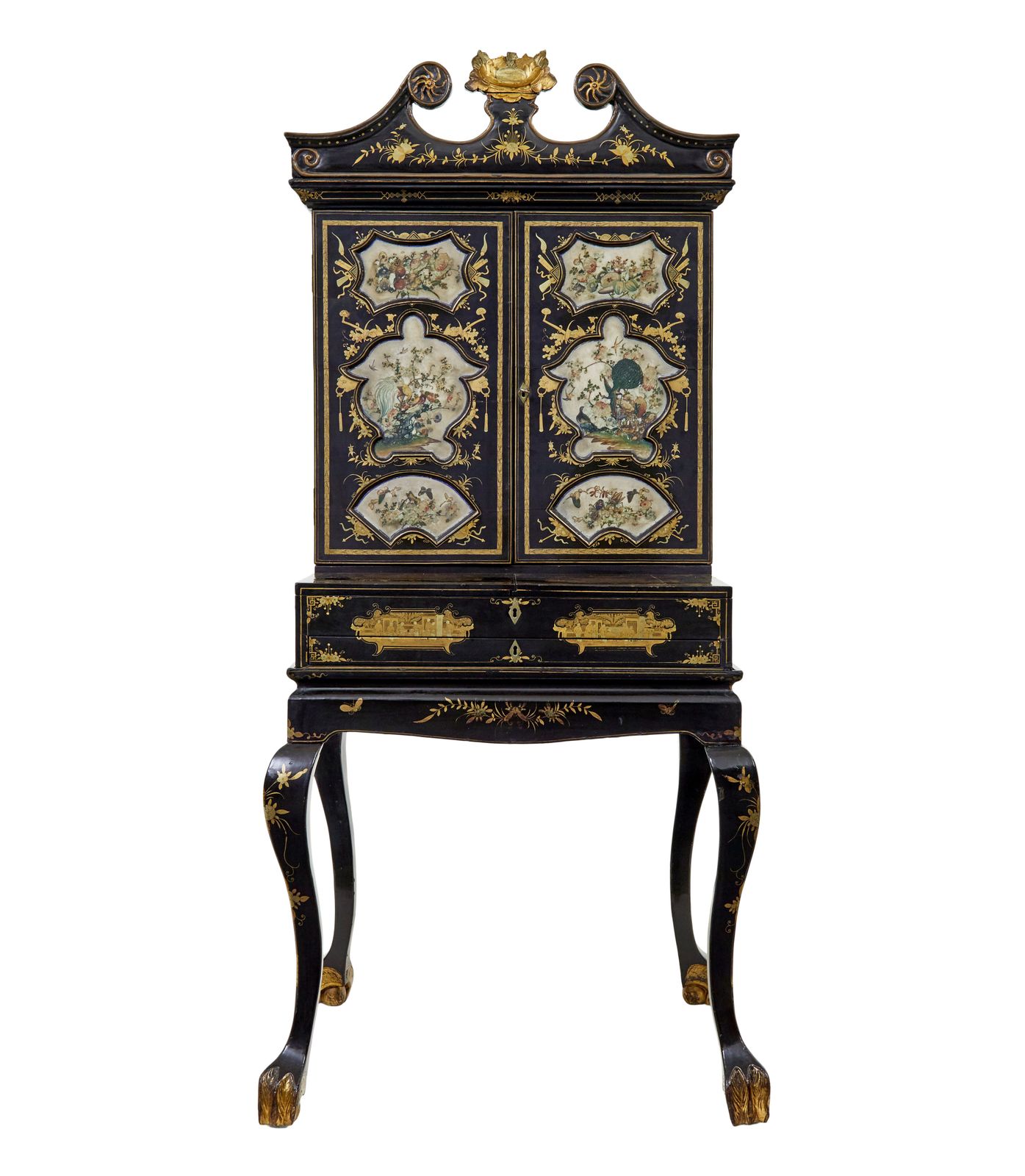 19th Century Chinese Canton Black Lacquered Desk Cabinet photo 20845.0
