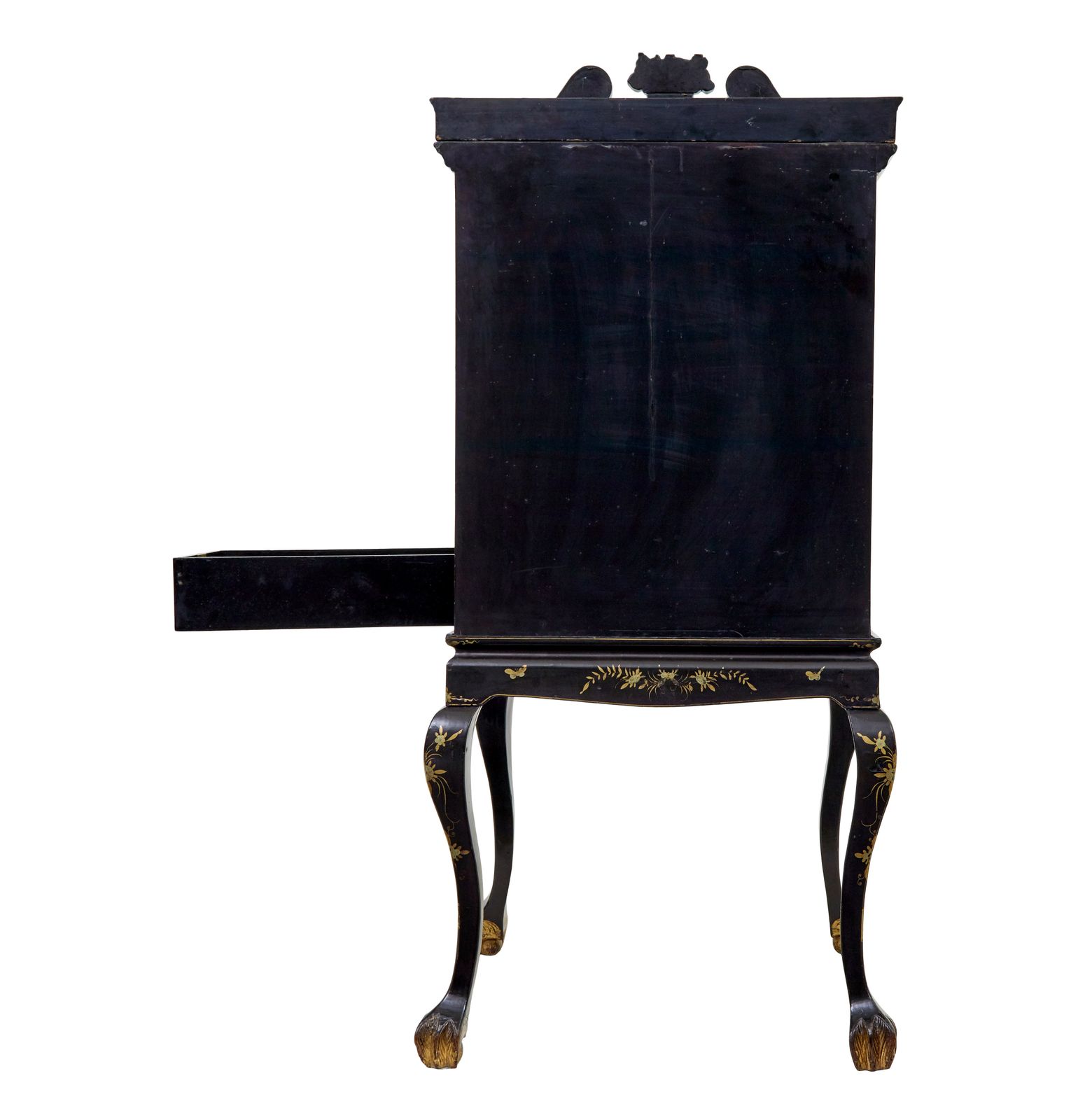 19th Century Chinese Canton Black Lacquered Desk Cabinet photo vintage