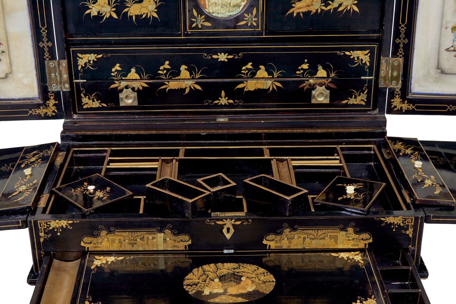 20845.0 19th Century Chinese Canton Black Lacquered Desk Cabinet photo