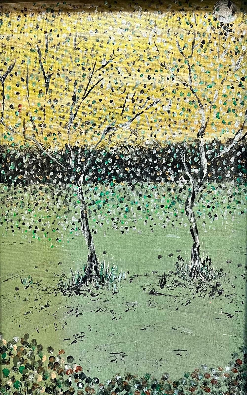 Contemporary British Colourful Modern British Painting Blossom Trees Polka Dots photo furniture