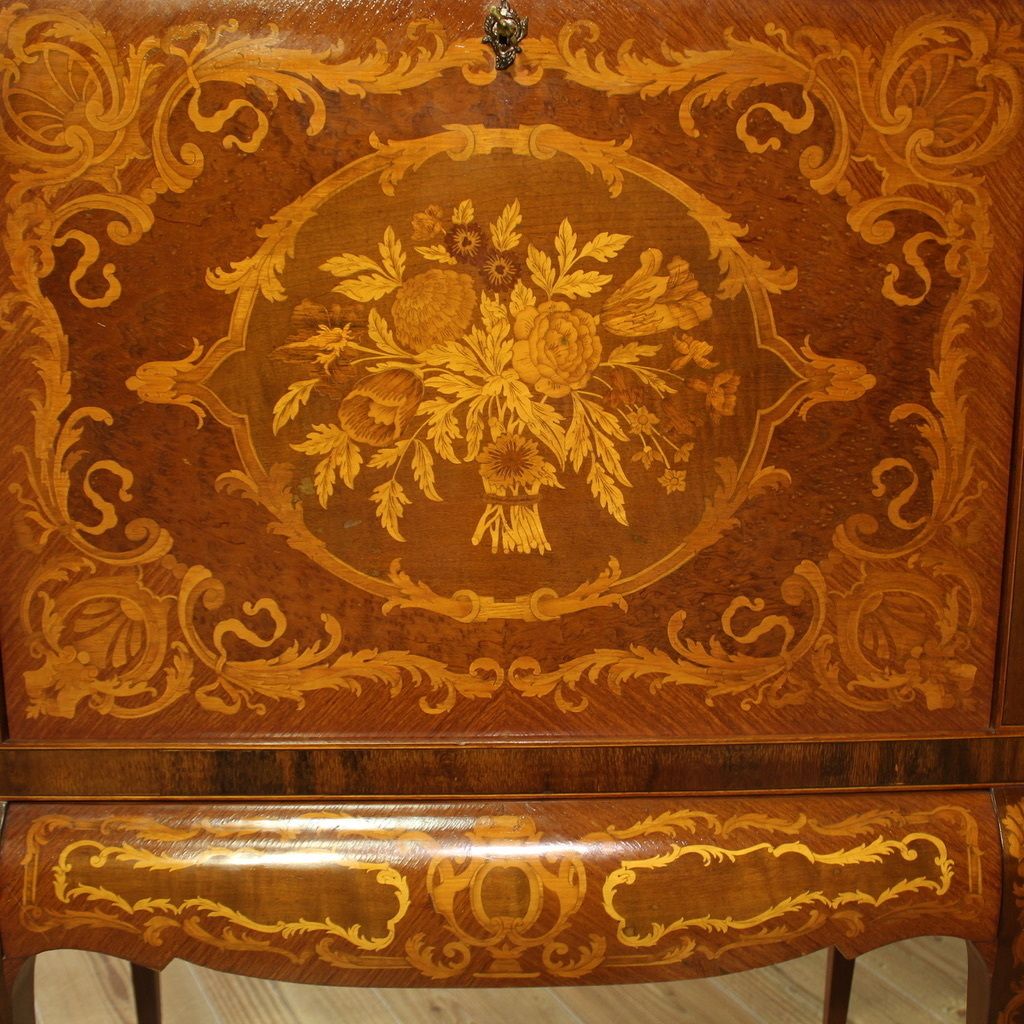 photo for sale Great 20th Century Inlaid Wood Bar Cabinet