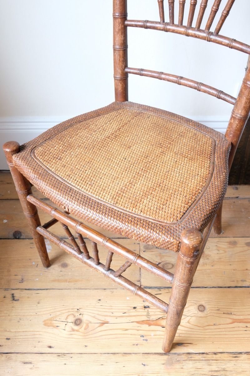 Regency Faux Bamboo Painted Chair With Sunburst Back, England C.1820 photo furniture