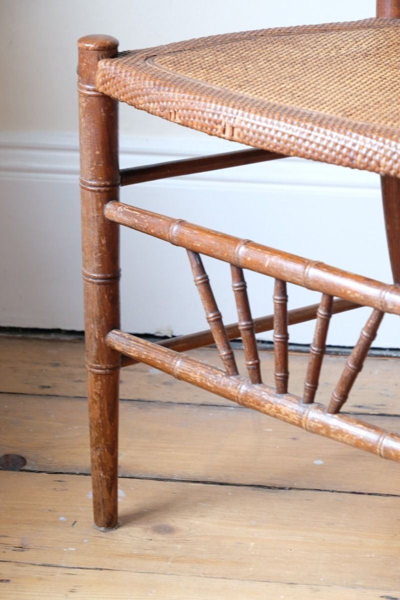 Regency Faux Bamboo Painted Chair With Sunburst Back, England C.1820 photo buy