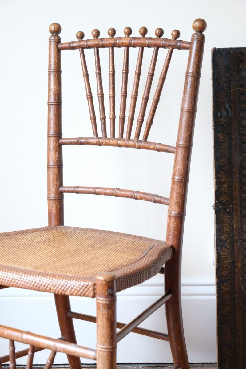 photo for sale Regency Faux Bamboo Painted Chair With Sunburst Back, England C.1820