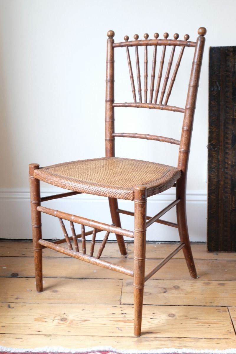 photo vinterior Regency Faux Bamboo Painted Chair With Sunburst Back, England C.1820