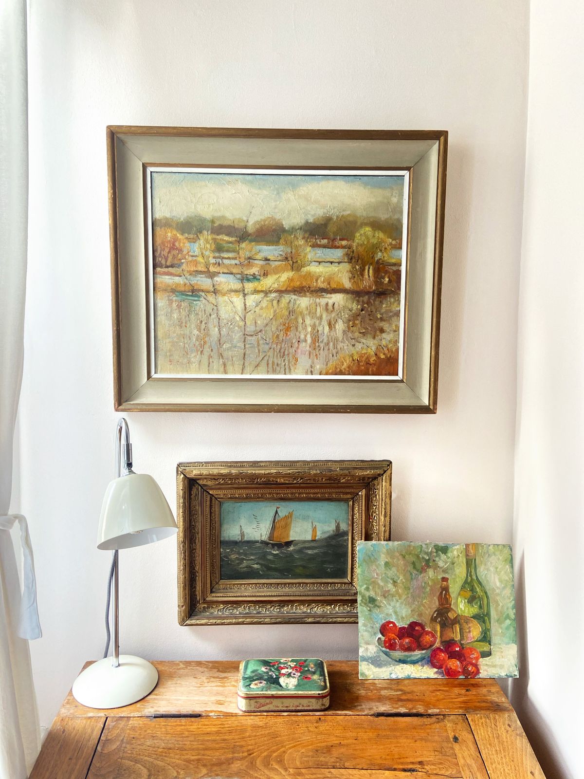 Vintage Mid Century Oil Painting By Artist St Clair