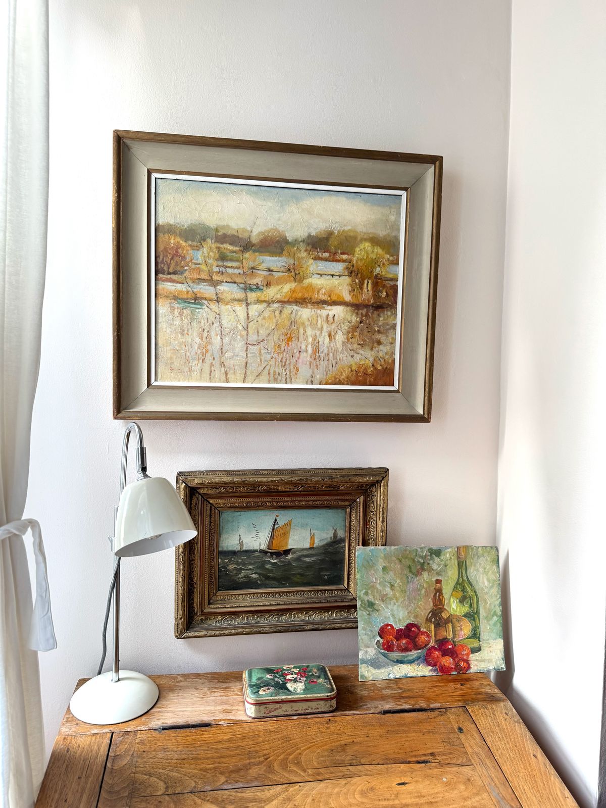 Vintage Mid Century Oil Painting By Artist St Clair photo vinterior