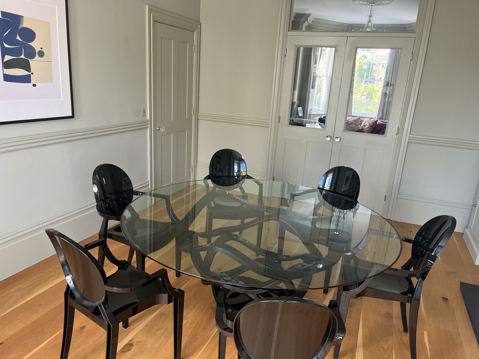 Set Of 6 Kartell Louis Ghost Stark Dining Chairs