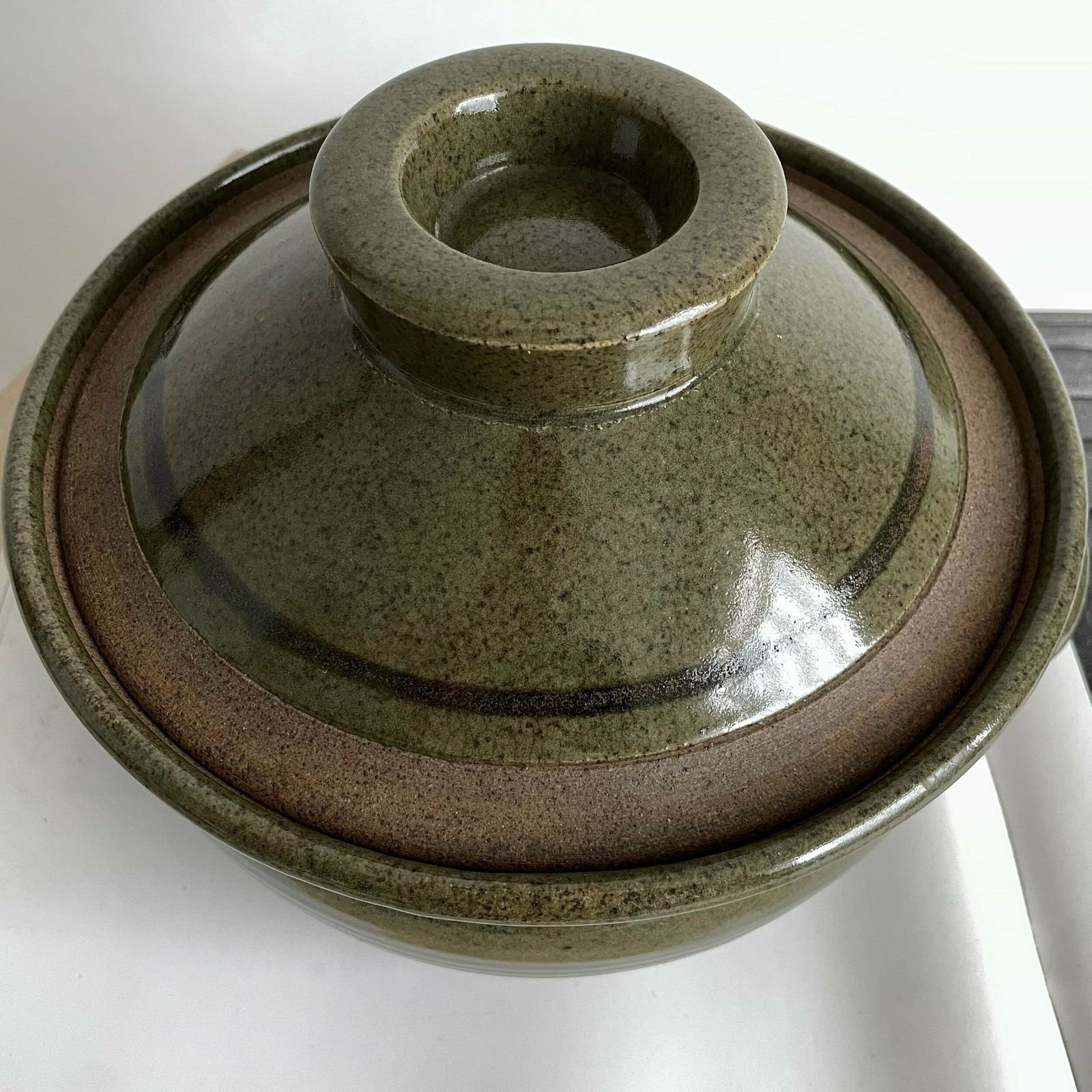 Rare Mid Century Richard Champion Of Yeo Valley Pottery Large Stoneware Lidded Bowl In Green Earthy Tones photo buy