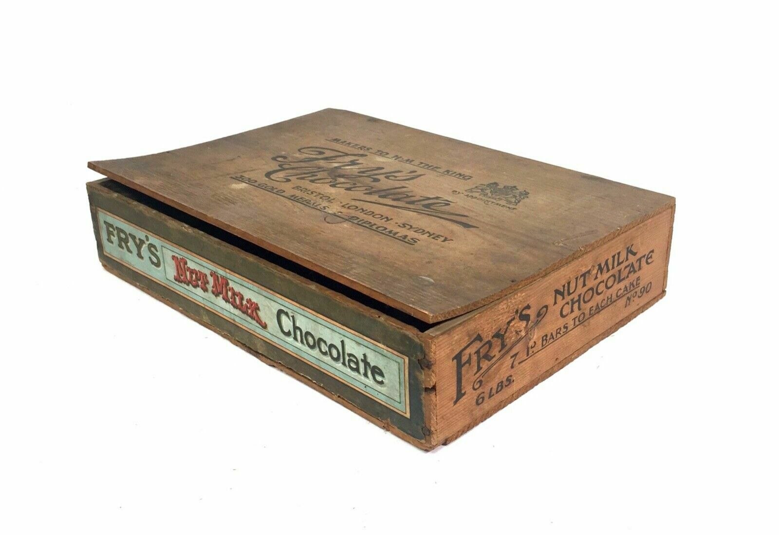 Antique Advertising   Fry's Nut Milk Chocolate Wooden Shop Display Box / Crate photo for sale