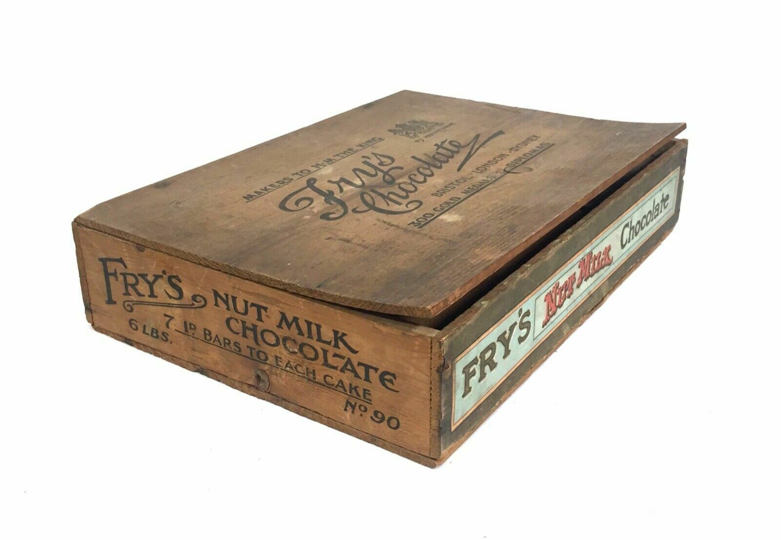 Antique Advertising   Fry's Nut Milk Chocolate Wooden Shop Display Box / Crate photo buy