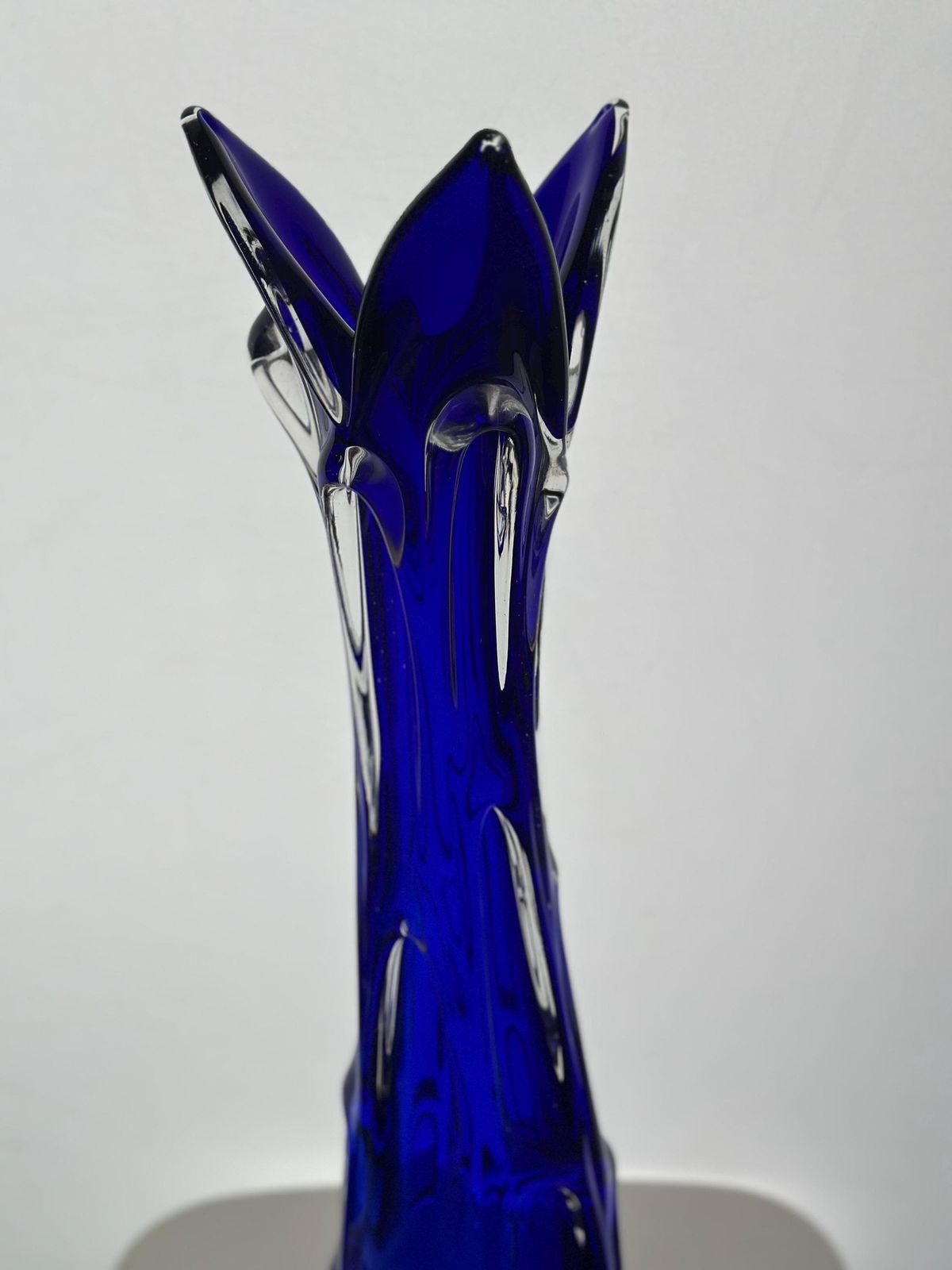 Vintage Bohemian Large Glass Vase By Jan Beranek Skrdlovice Colbalt Blue 1960’s photo furniture