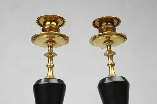 Empire Style Bronze And Ceramic Candlesticks, France, 1870s, Set Of 2 photo Home Decor