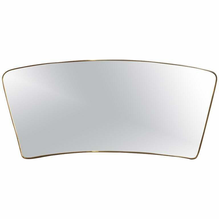 Mid Century Italian Wall Mirror With Brass Frame (Circa 1950s)   Large