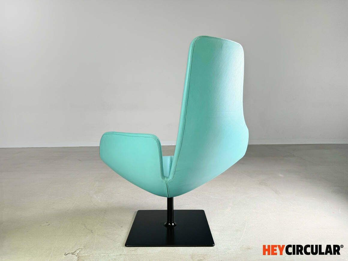 Original Moroso Armchair Leather Blue Turquoise Patricia Urquiola Swivel photo 1790.0