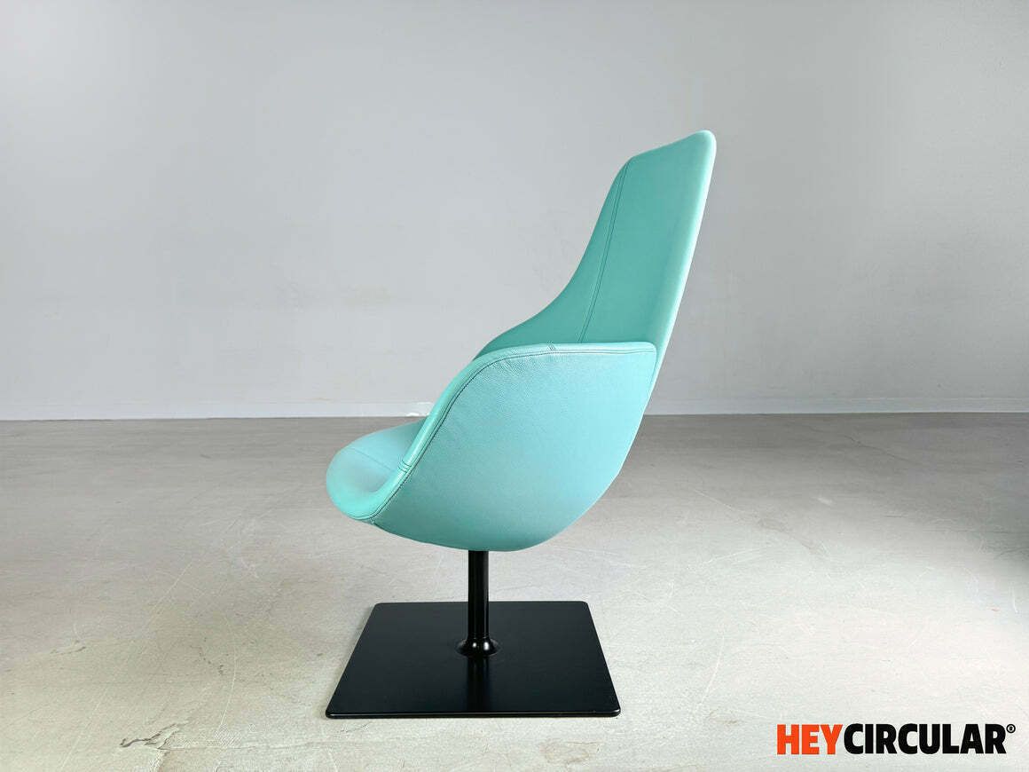 Moroso Fauteuil Leer Blauw Turquoise Patricia Urquiola Draaibaar photo vinterior