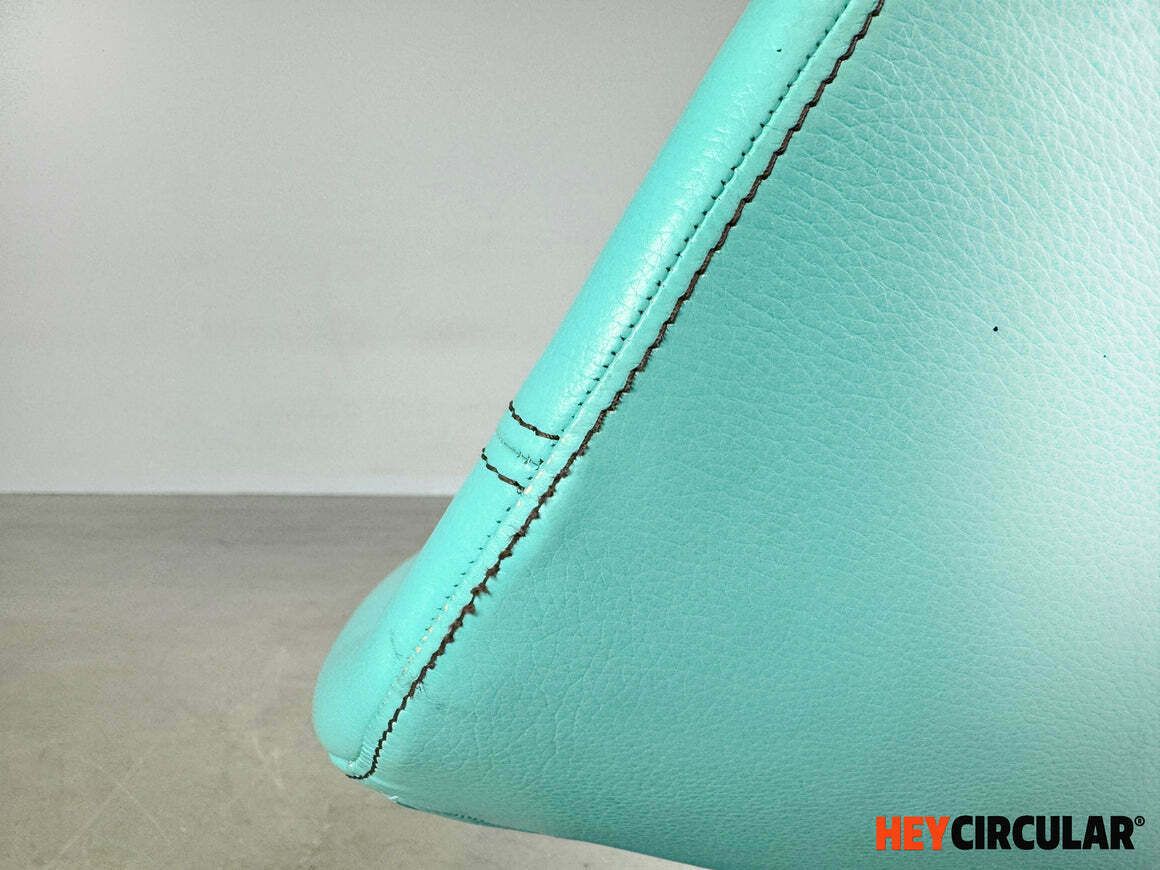 Original Moroso Armchair Leather Blue Turquoise Patricia Urquiola Swivel photo vintage