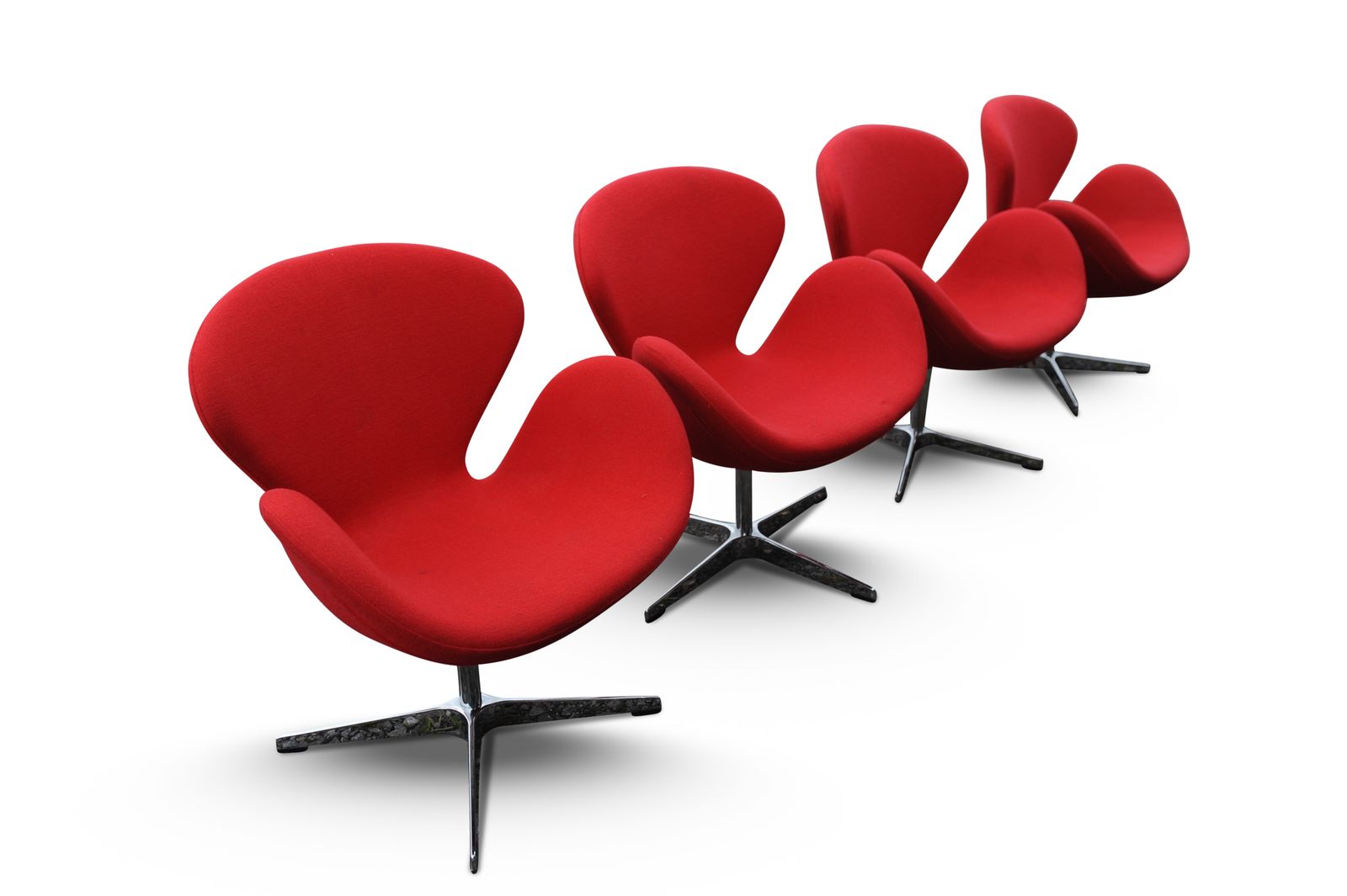 Arne Jacobsen Swan Chair (No Labels) In Red Upholstery On A Four Star Metal Base Two Chairs In Stock Price Per Chair Ol photo 1400.0