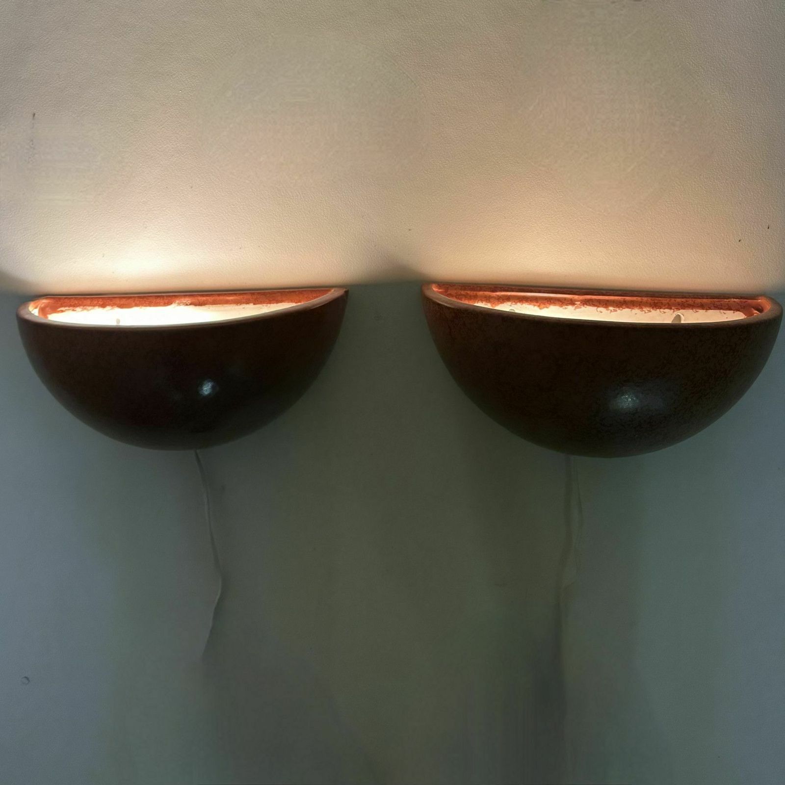 Set Of 2 Ceramic Wall Lights Sconce , 1970s photo Lighting