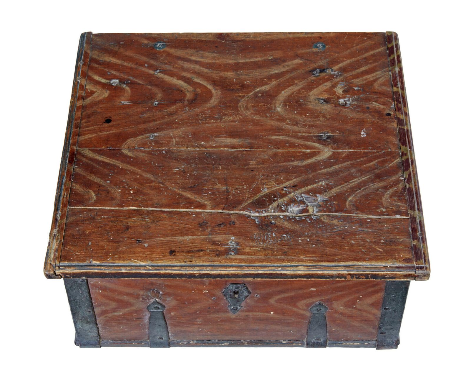 Scandinavian Hand Painted 19th Century Pine Strong Box photo for sale