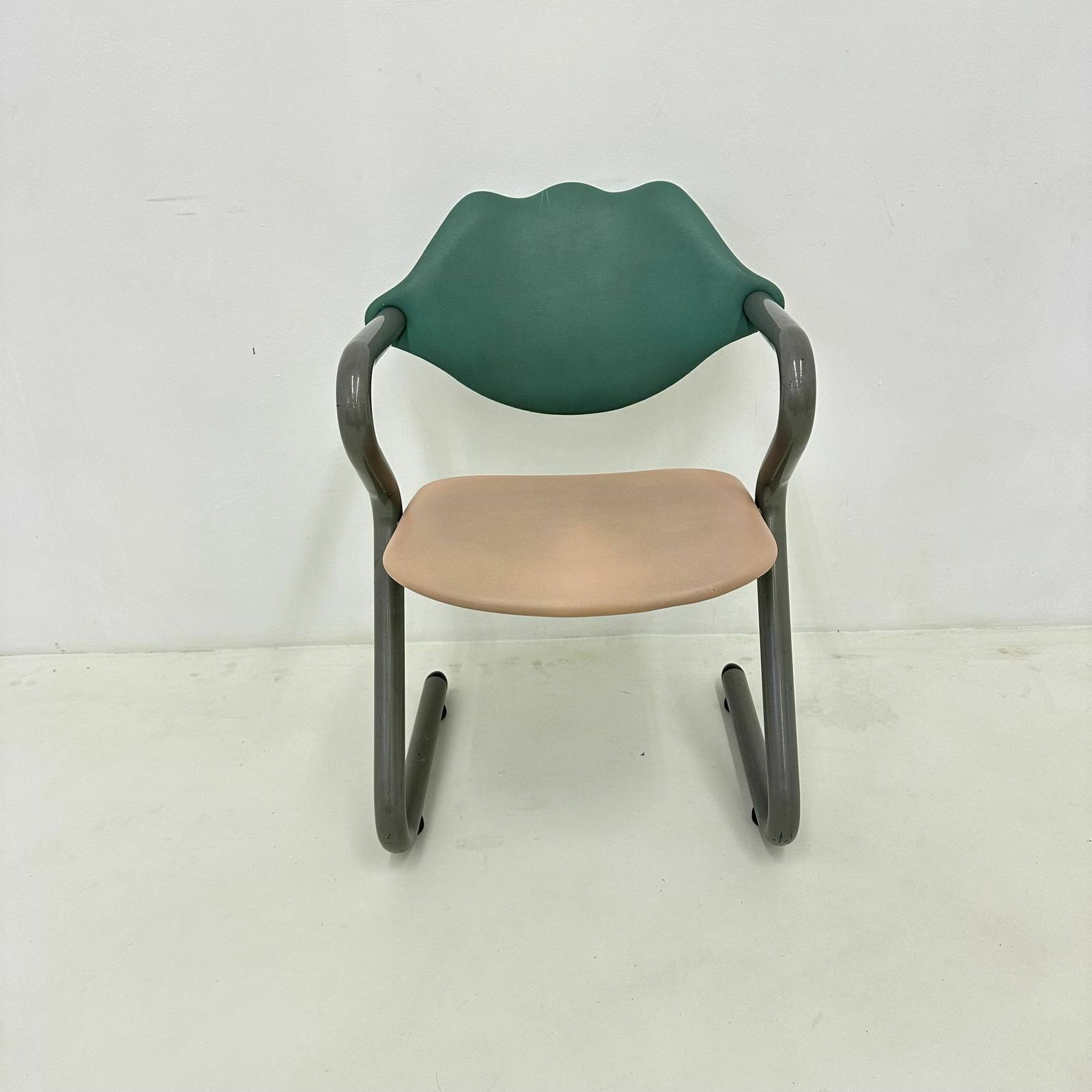 Memphis Stijl Lederen Fauteuil, Jaren 1980 photo vintage