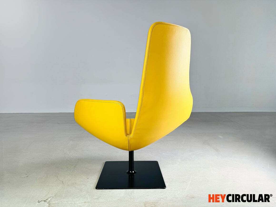 Original Moroso Armchair Leather Yellow Patricia Urquiola Swivel photo vinterior