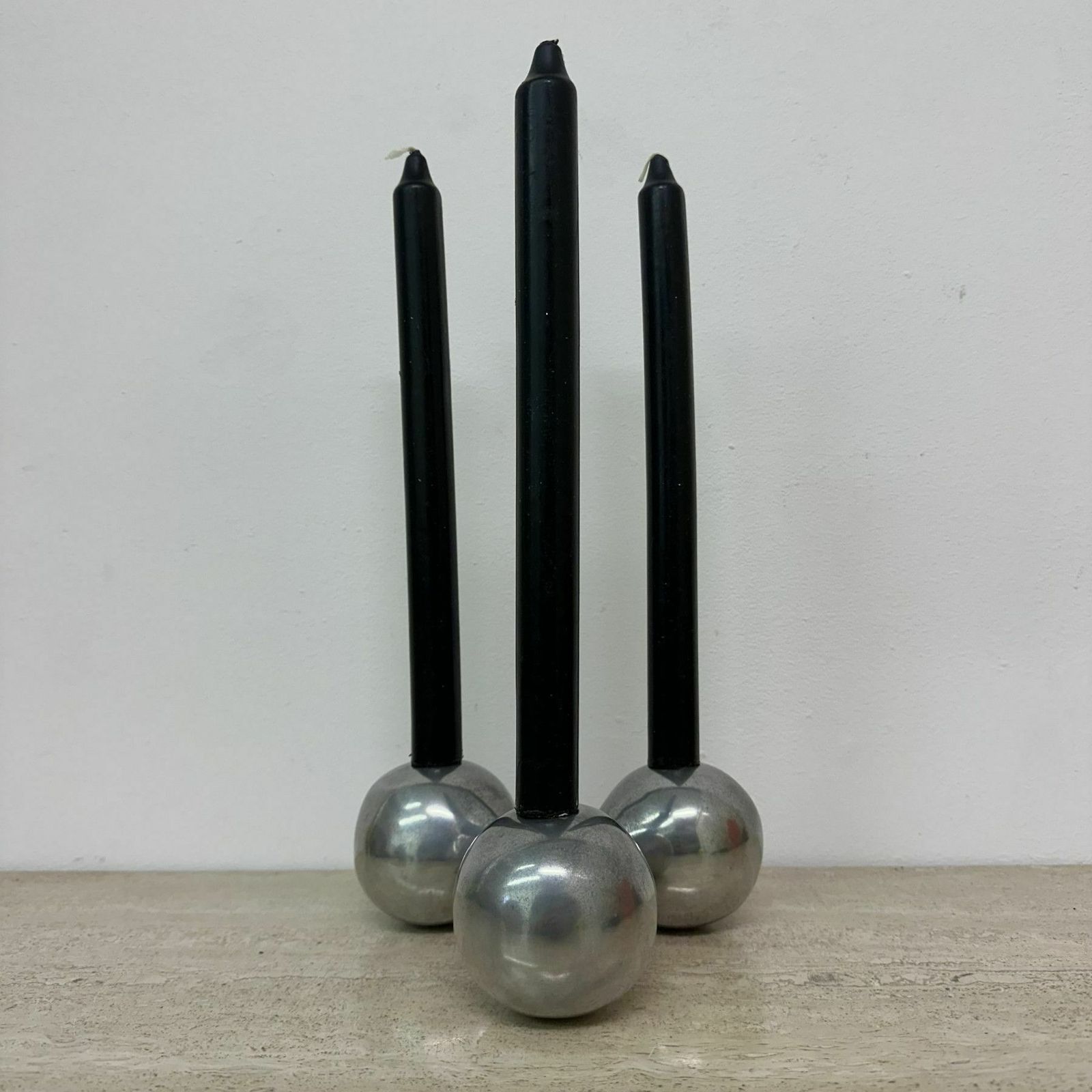 Vintage Scandinavisch Boemerangvormig Aluminium Kandelaar – Ialuminium, Denemarken, Jaren 1970