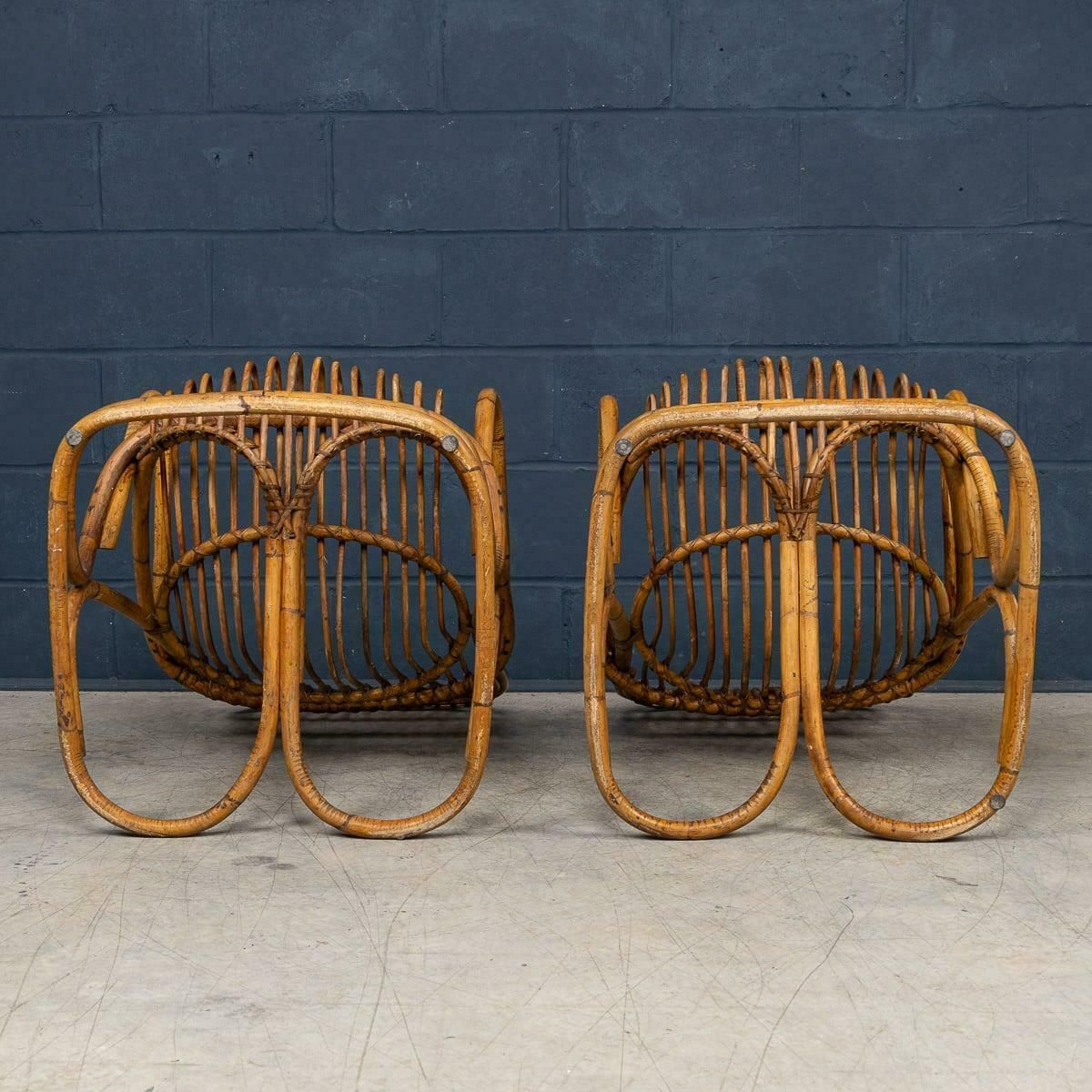 20th Century Italian Pair Of Wicker Armchairs By Tito Agnoli C.1960 photo vinterior