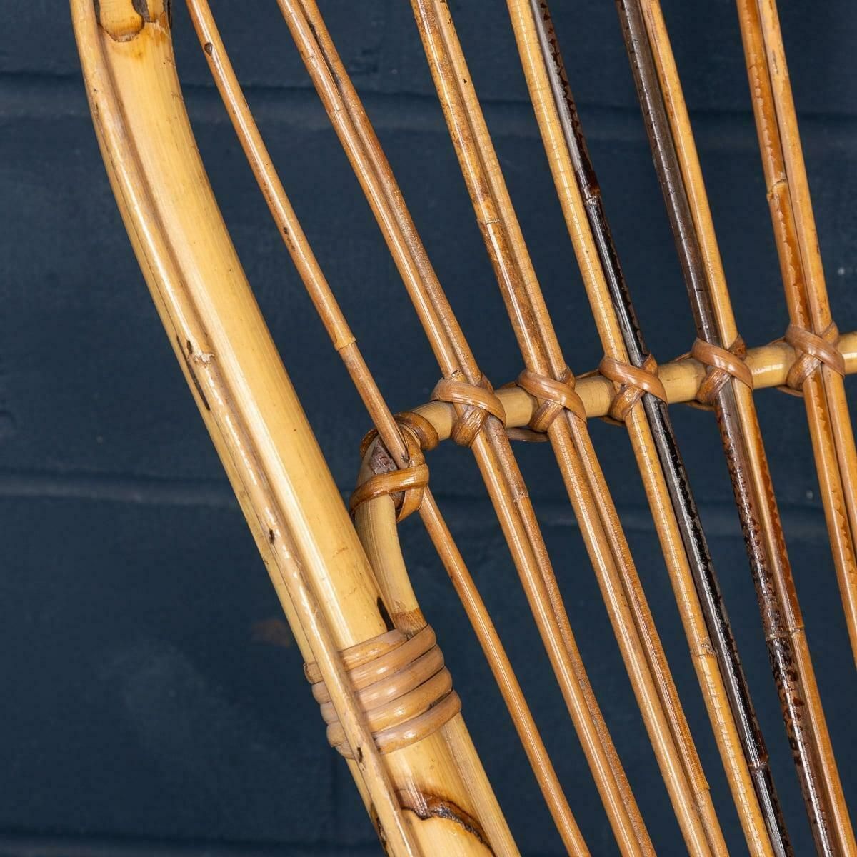 photo furniture 20th Century Italian Bamboo & Rattan Rocking Chair C.1960