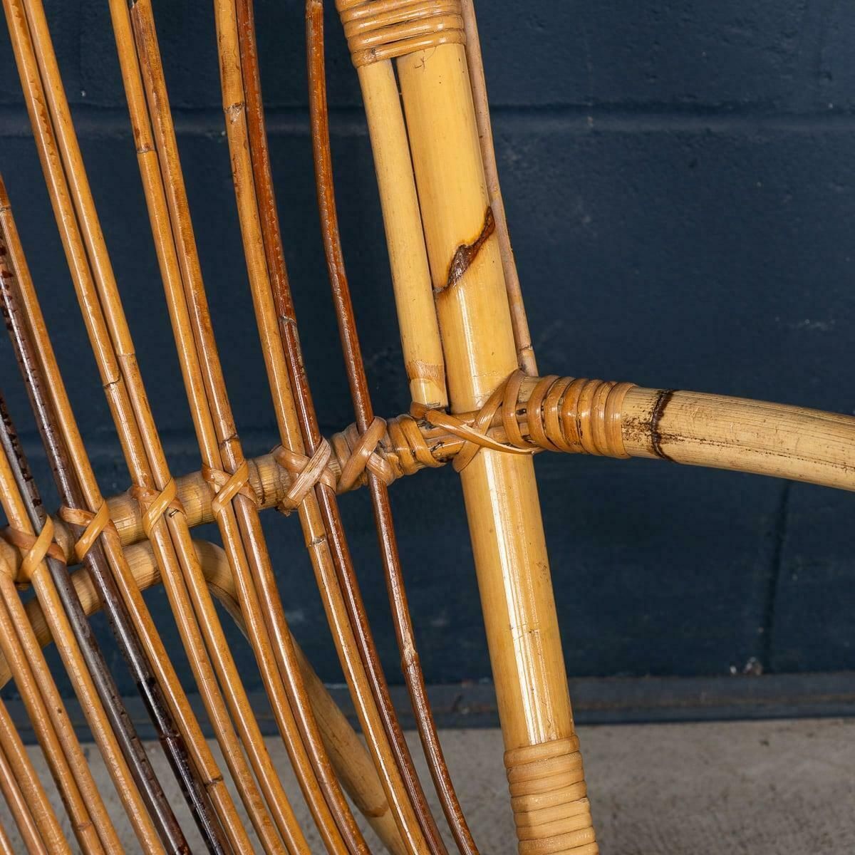 Furniture 20th Century Italian Bamboo & Rattan Rocking Chair C.1960 photo