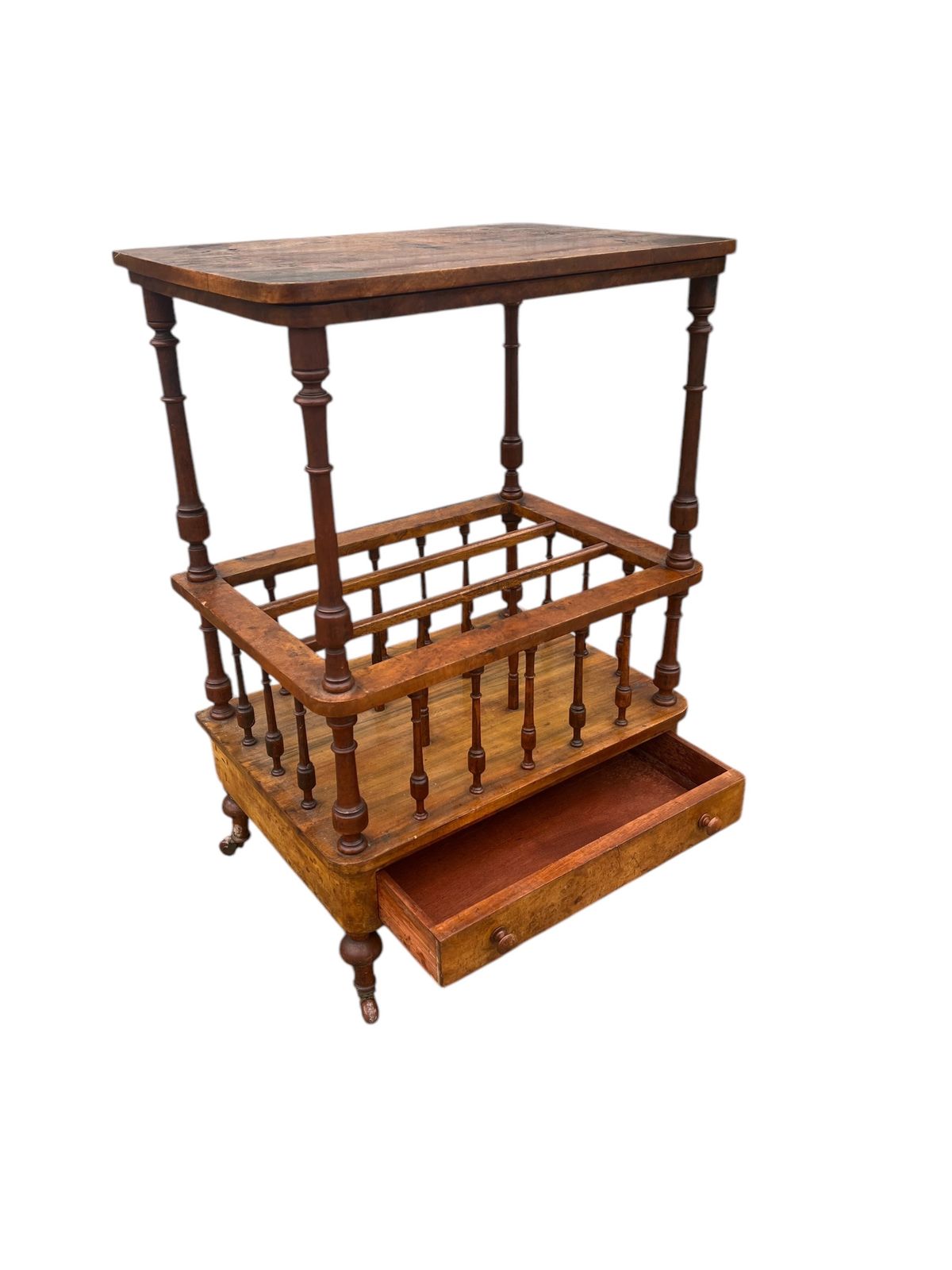 Antique Canterbury Side Table Magazine Rack photo Home Decor