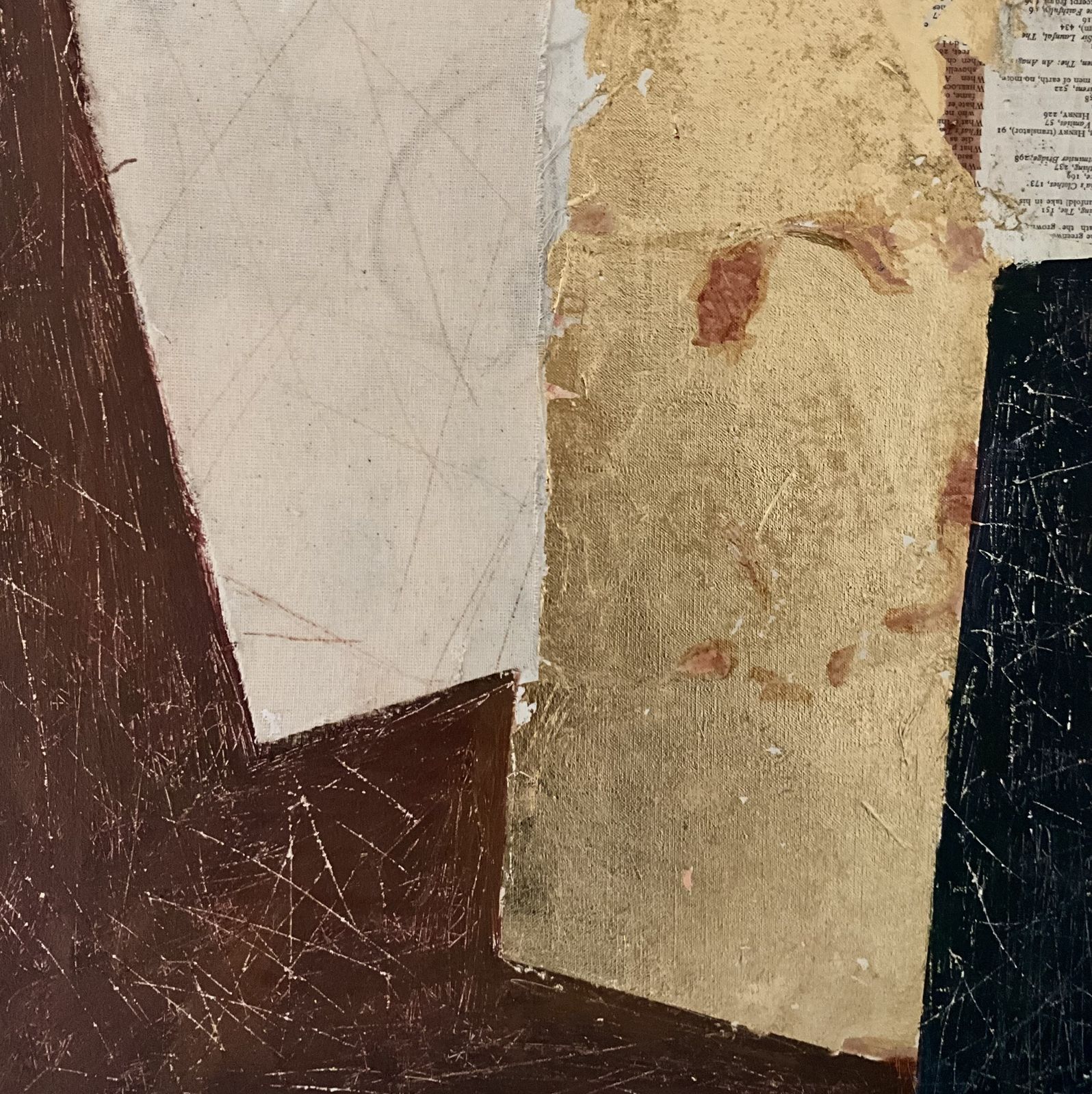 Assemblage. Painting In Acrylic And Collage On Vintage Canvas. photo Art