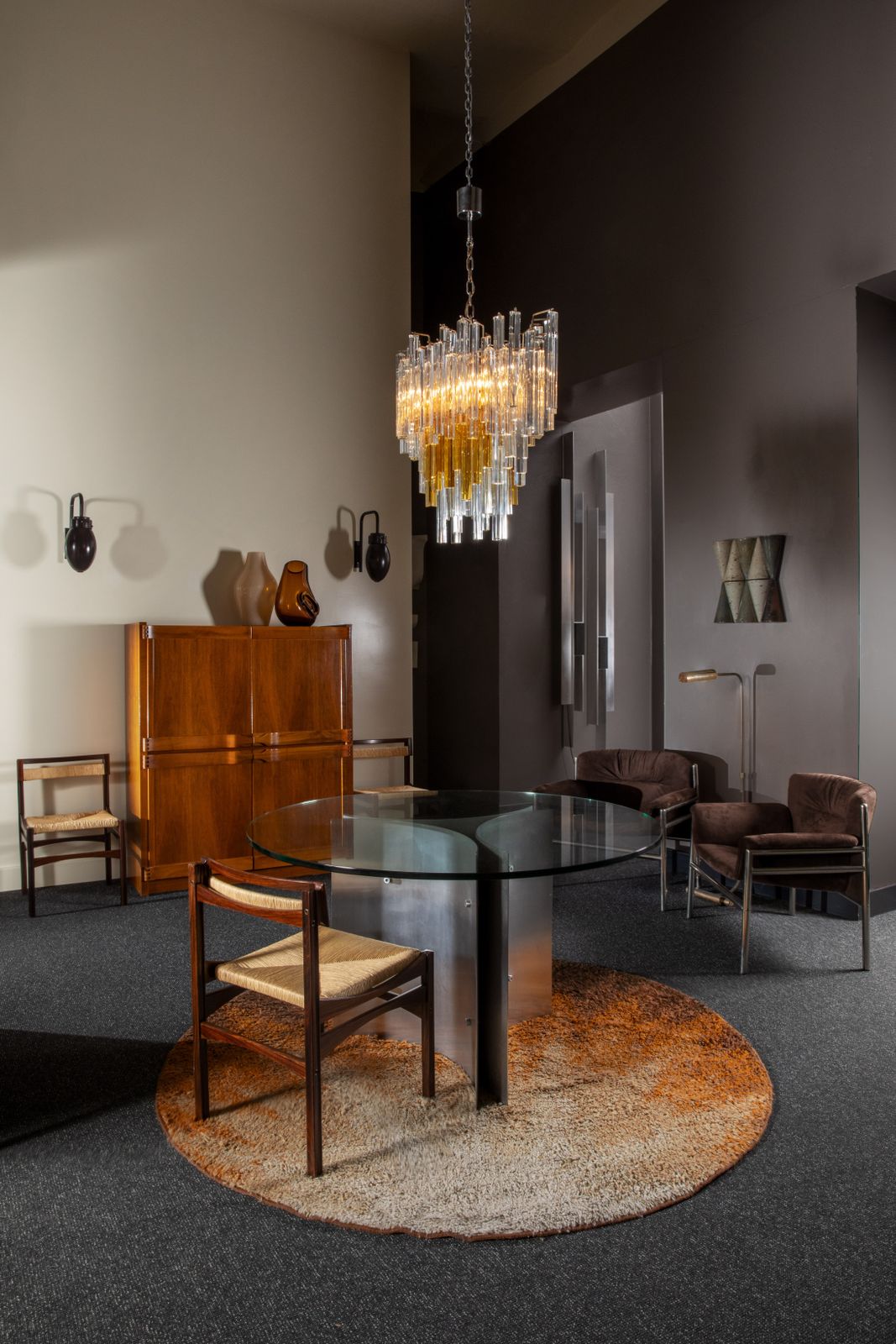 Michel Boyer, Circular Dining Table In Steel And Glass, France, 1970s photo vinterior