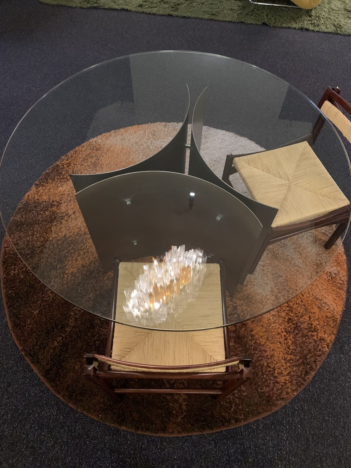 Michel Boyer, Circular Dining Table In Steel And Glass, France, 1970s photo buy