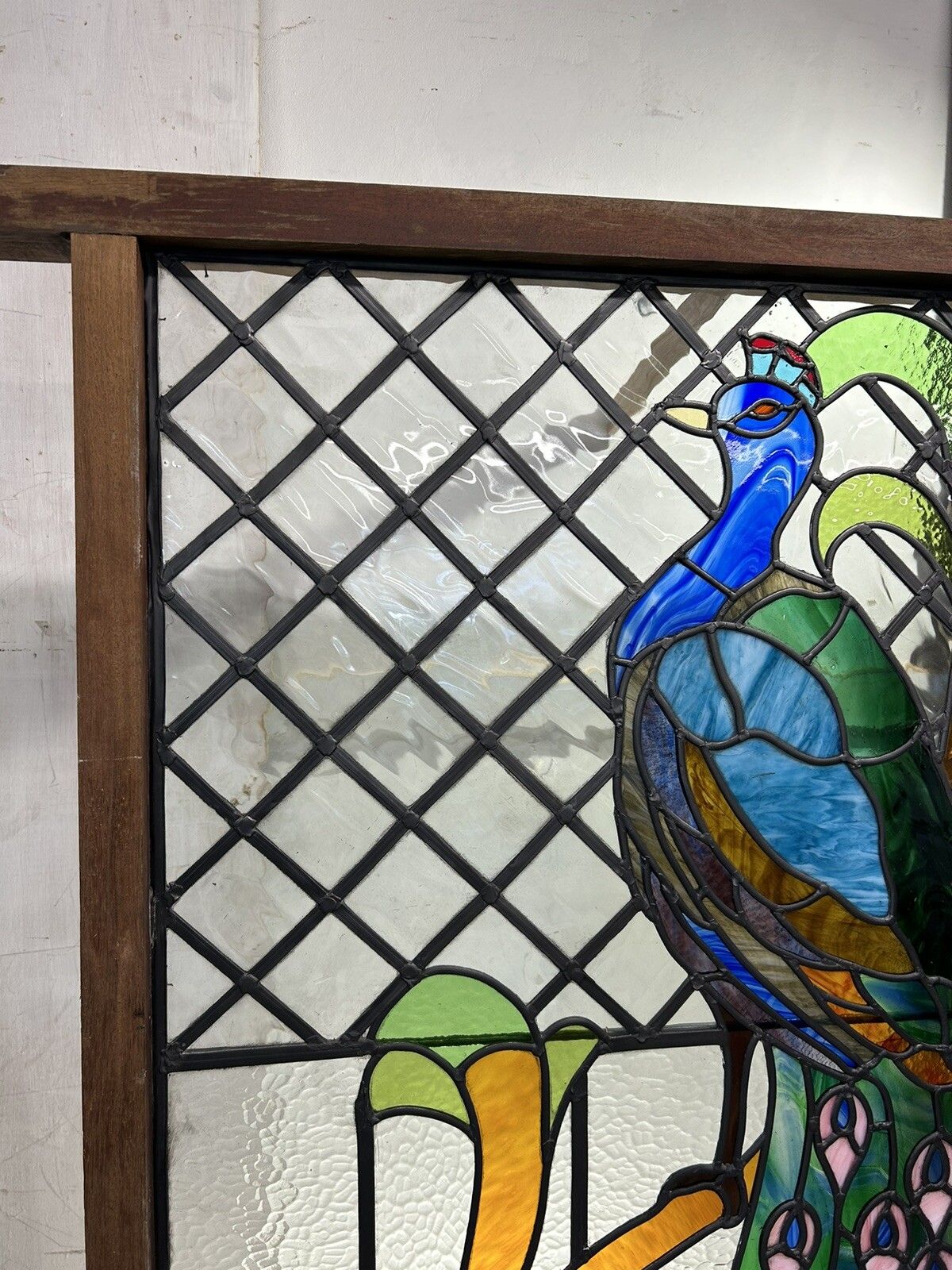 X Large Stained Glass Window Panel Reclaimed Period Antique Lead Old Art Deco photo furniture