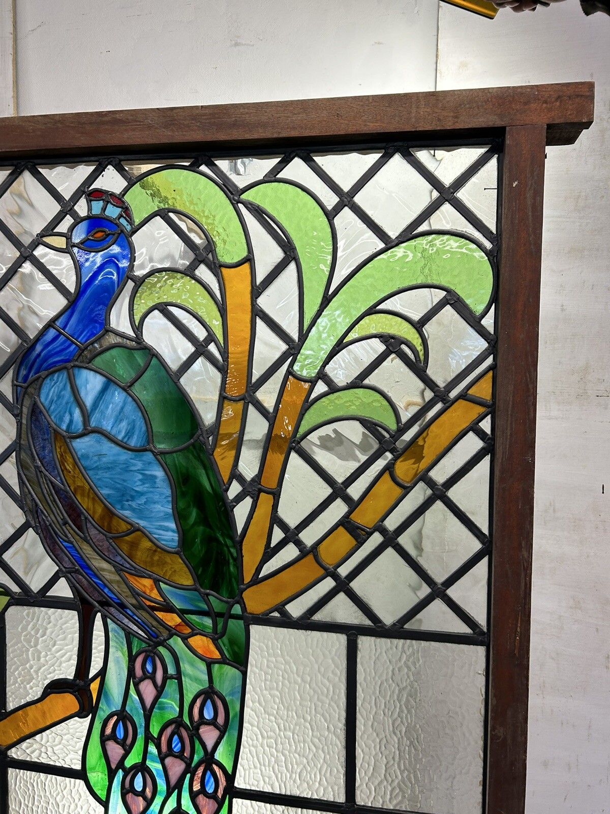 X Large Stained Glass Window Panel Reclaimed Period Antique Lead Old Art Deco photo Art