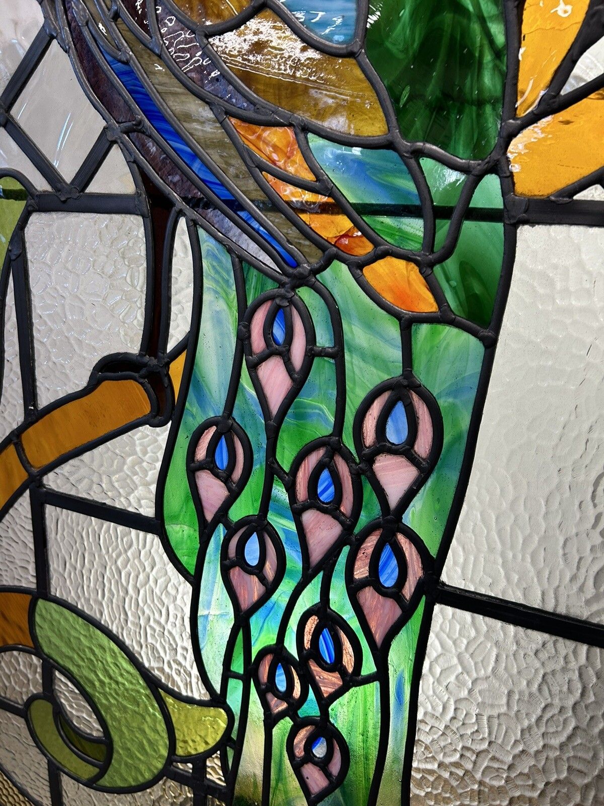 photo furniture X Large Stained Glass Window Panel Reclaimed Period Antique Lead Old Art Deco