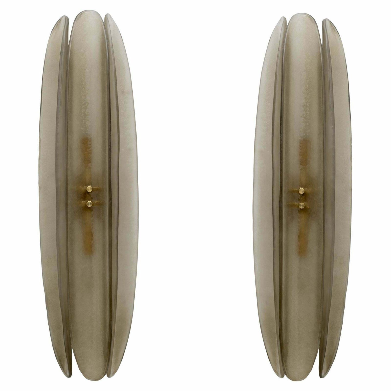 Pair Of Fontana Arte Style Mid Century Modern Smoke Murano Glass Sconces