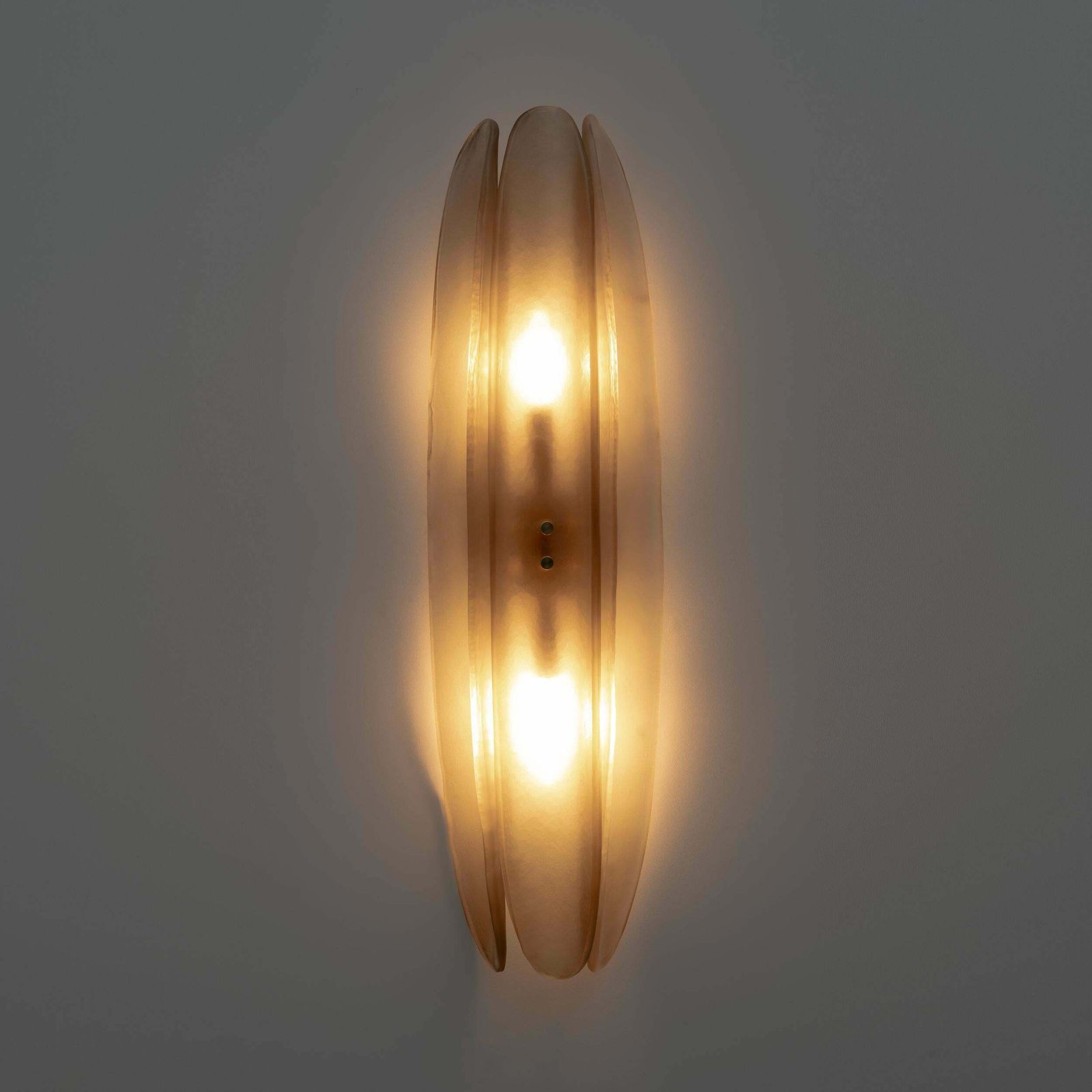 Pair Of Fontana Arte Style Mid Century Modern Smoke Murano Glass Sconces photo Lighting