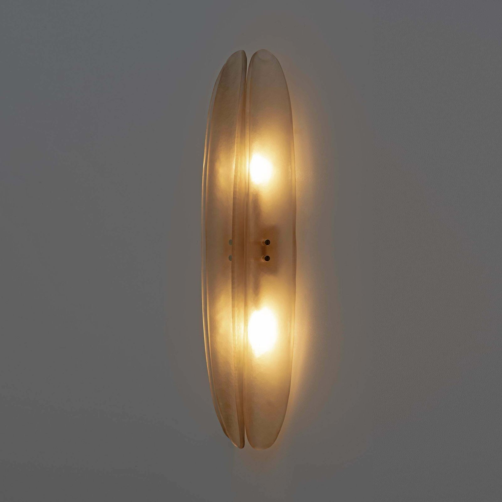 Pair Of Fontana Arte Style Mid Century Modern Smoke Murano Glass Sconces photo buy