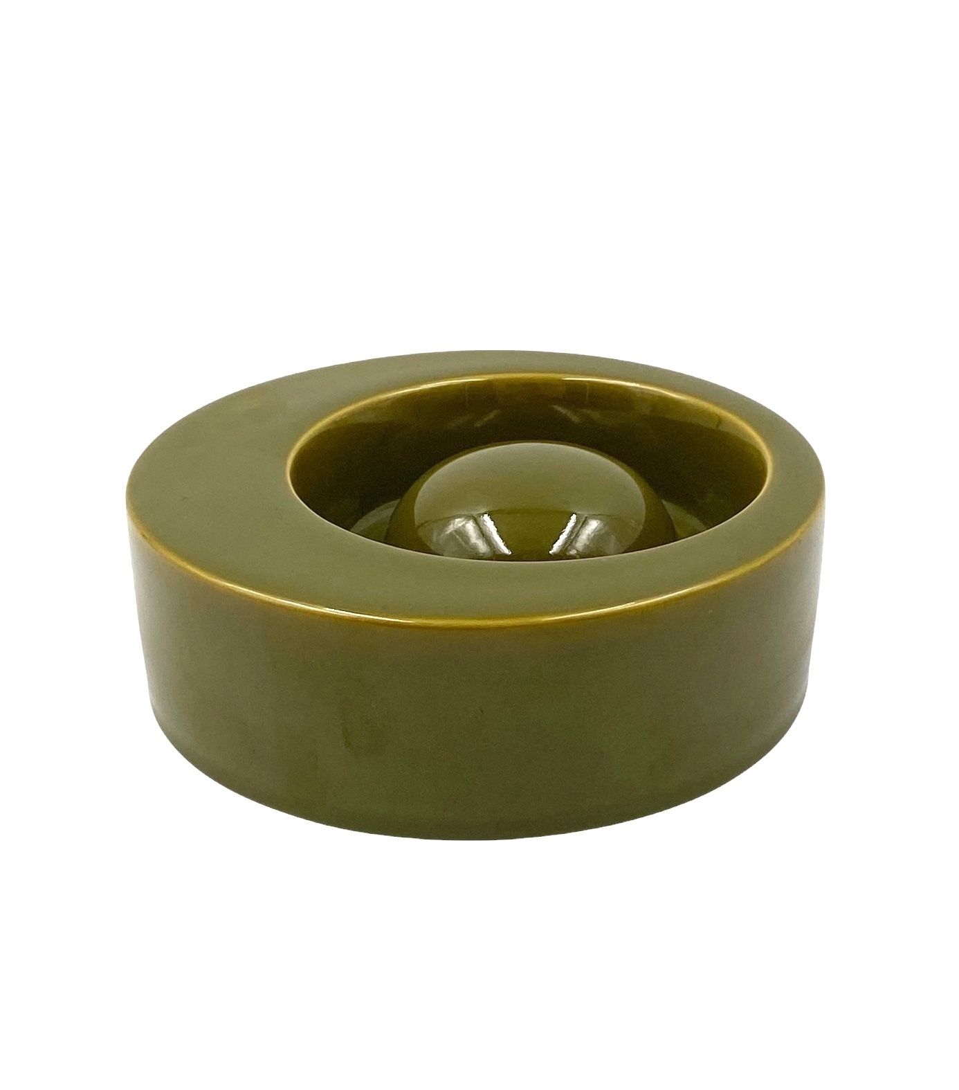 Mid Century Green Ceramic Ashtray, Sicart Italy 1969 photo vinterior
