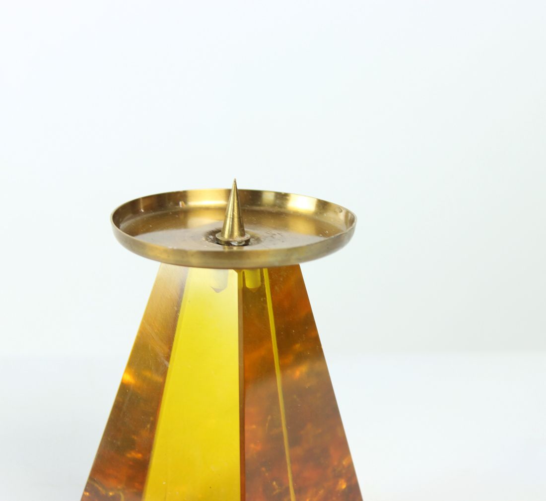 Vintage Resin Candle Holder, Czechoslovakia 1960s photo vinterior