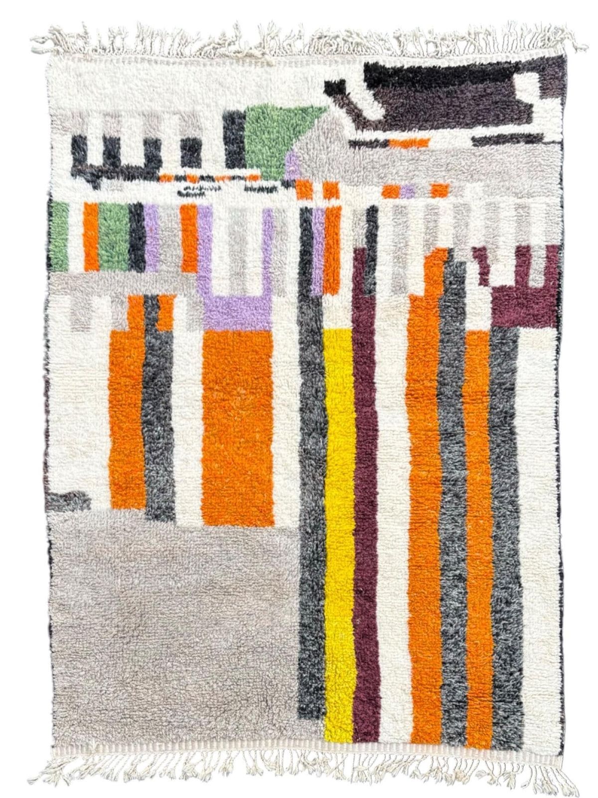 Modern Colorful Moroccan Rug 200x300 Cm , Authentic Moroccan Rug, Berber Carpet, Genuine Wool Rug, Handmade Rug, Beige Berber Area Rug photo for sale
